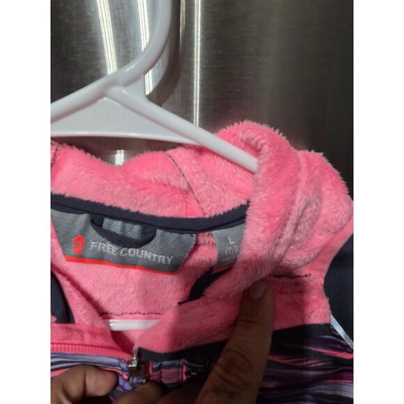 Pink and Gray Hooded Jacket - Free Country - L (7/8) - Picture 3 of 4